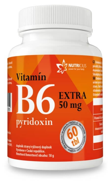 Zobrazit detail výrobku Nutricius Vitamín B6 EXTRA - pyridoxin 50 mg 60 tablet + 2 měsíce na vrácení zboží