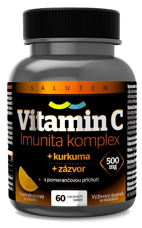 SALUTEM Pharma Vitamin C 500 mg Imunita kurkuma + zázvor tbl.60 s pomerančovou příchutí