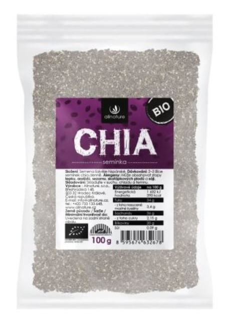 Zobrazit detail výrobku Allnature Chia semínka BIO 100 g + 2 měsíce na vrácení zboží