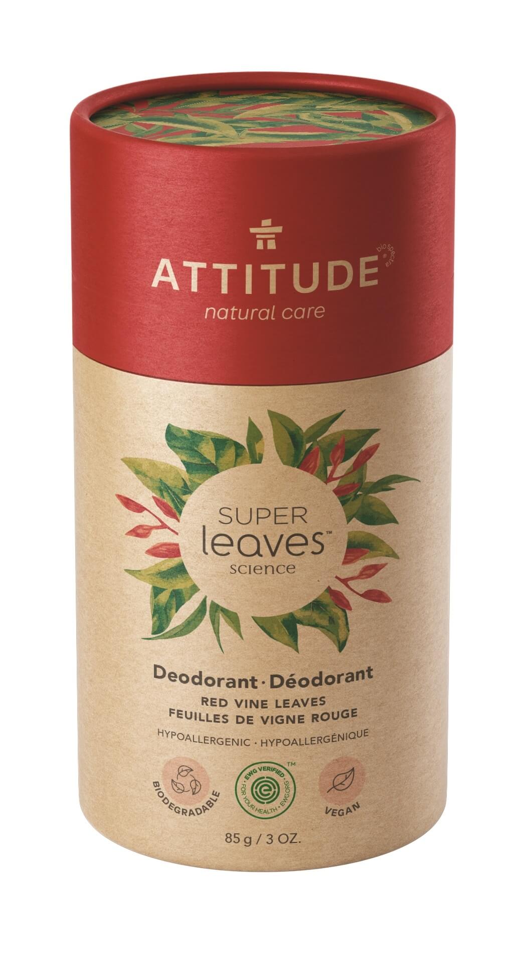 Zobrazit detail výrobku Attitude Přírodní tuhý deodorant Super Leaves - červené vinné listy  85 g + 2 měsíce na vrácení zboží