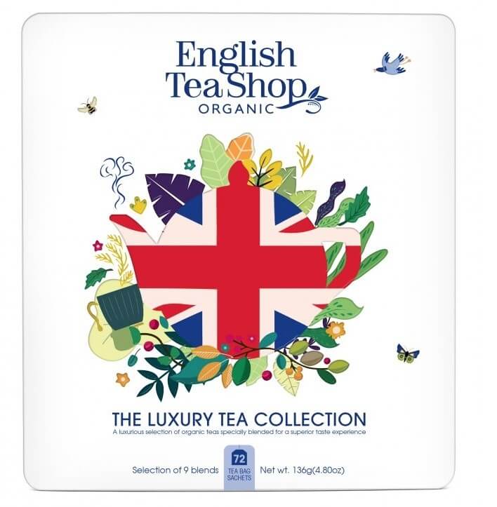 Zobrazit detail výrobku English Tea Shop Dárková sada Union Jack bílá v plechové kazetě BIO 72 sáčků