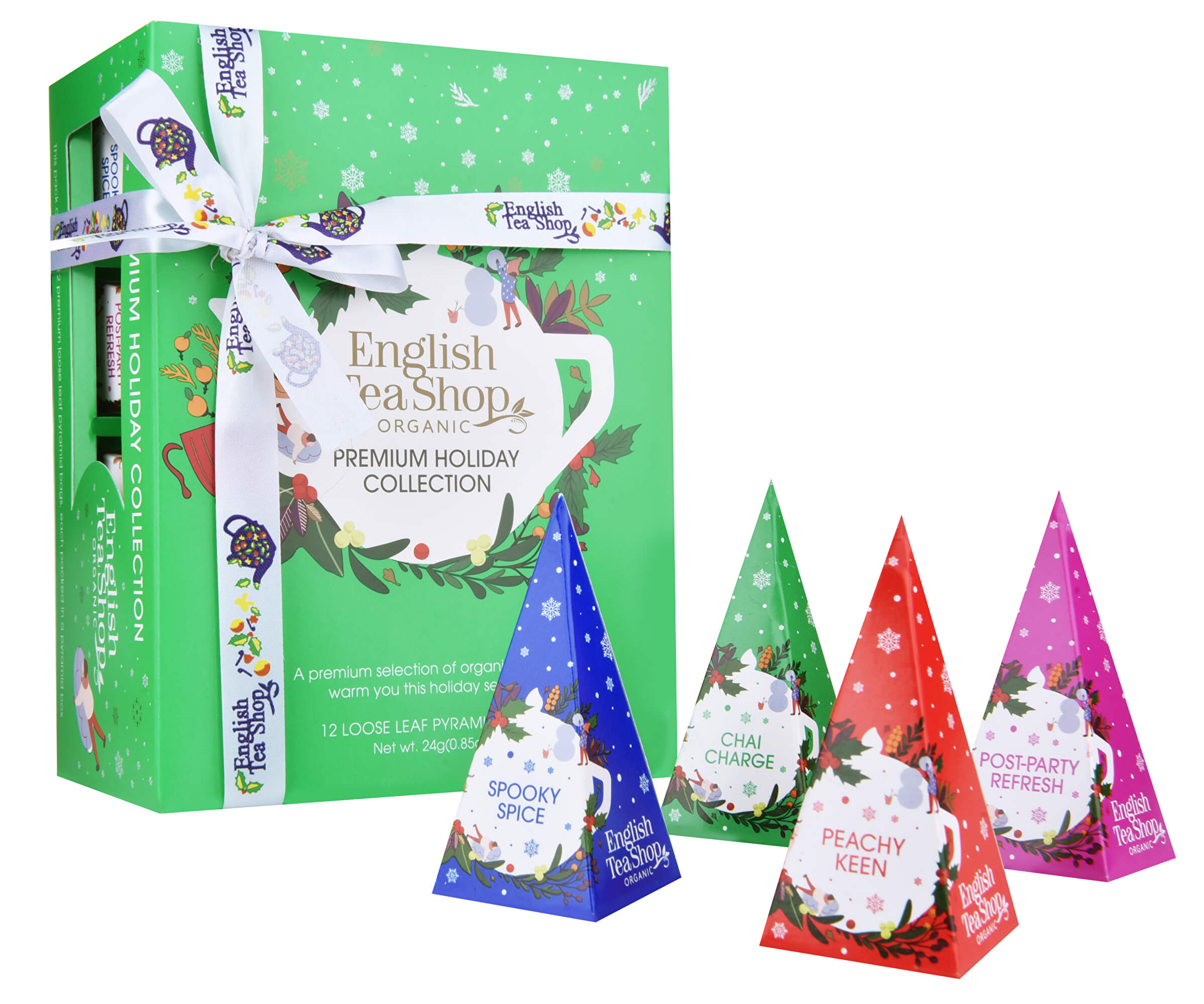 Zobrazit detail výrobku English Tea Shop Dárková kolekce Vánoční zelená BIO 12 pyramidek - SLEVA - ušpiněná etiketa + 2 měsíce na vrácení zboží