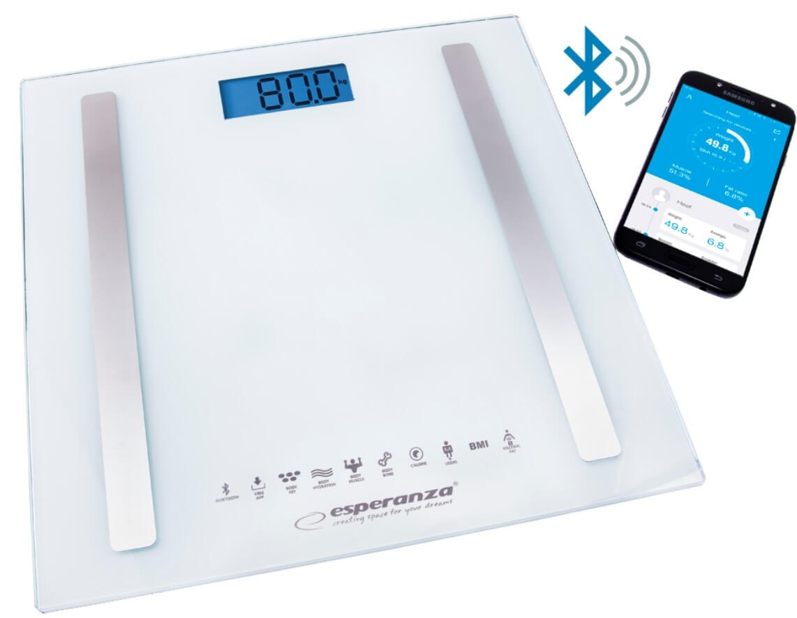 Esperanza Osobní elektronická a diagnostická váha 8v1 s bluetooth B fit Scale - bílá