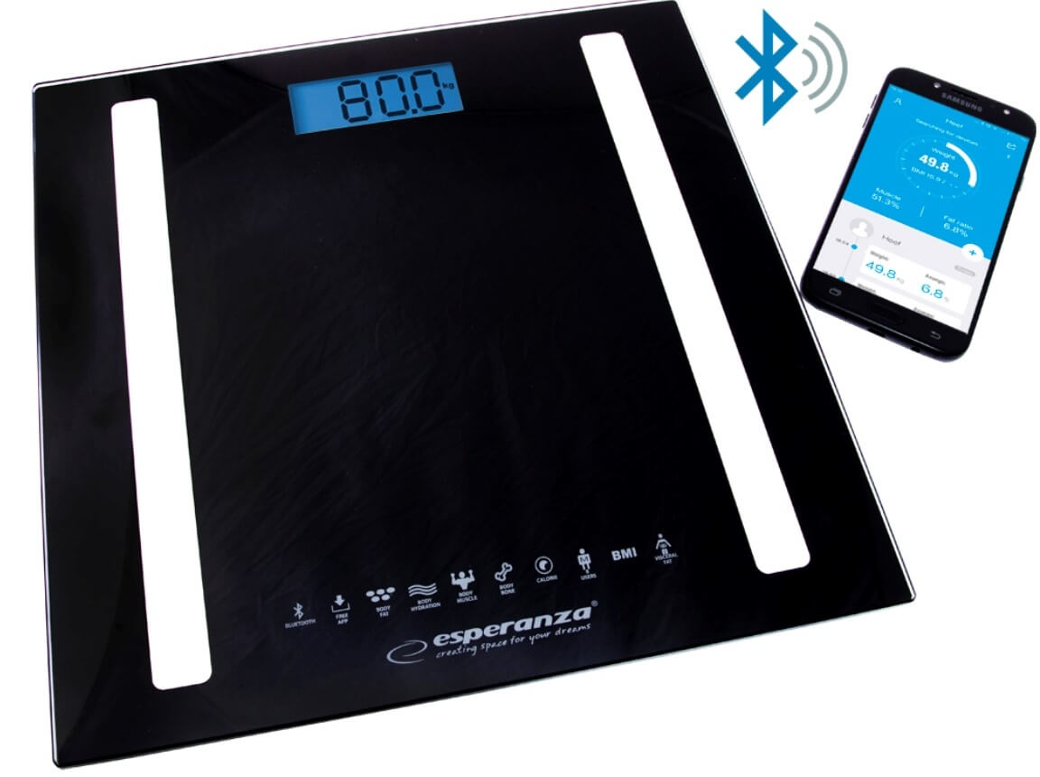 Zobrazit detail výrobku Esperanza Osobní elektronická a diagnostická váha 8v1 s bluetooth B fit Scale - černá + 2 měsíce na vrácení zboží