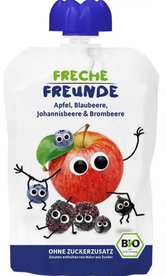 Zobrazit detail výrobku Freche Freunde BIO Ovocná kapsička Jablko, borůvka, černý rybíz a ostružina 100 g + 2 měsíce na vrácení zboží