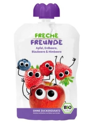 Zobrazit detail výrobku Freche Freunde BIO Ovocná kapsička Jablko, jahoda, borůvka a malina 100 g Zobrazit detail výrobku Freche Freunde BIO Ovocná kapsička Jablko, jahoda, borůvka a malina 100 g
