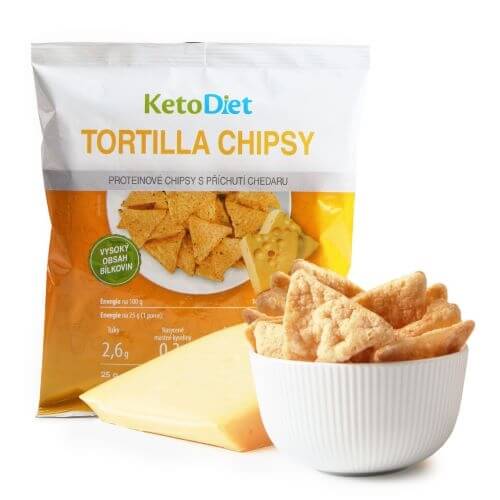 Zobrazit detail výrobku KetoDiet Proteinové Tortilla chipsy s příchutí chedaru - 25 g - 1 porce + 2 měsíce na vrácení zboží