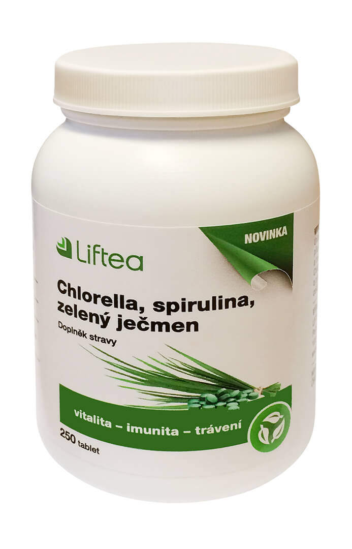 Liftea Chlorela, spirulina, zelený ječmen 250 tablet