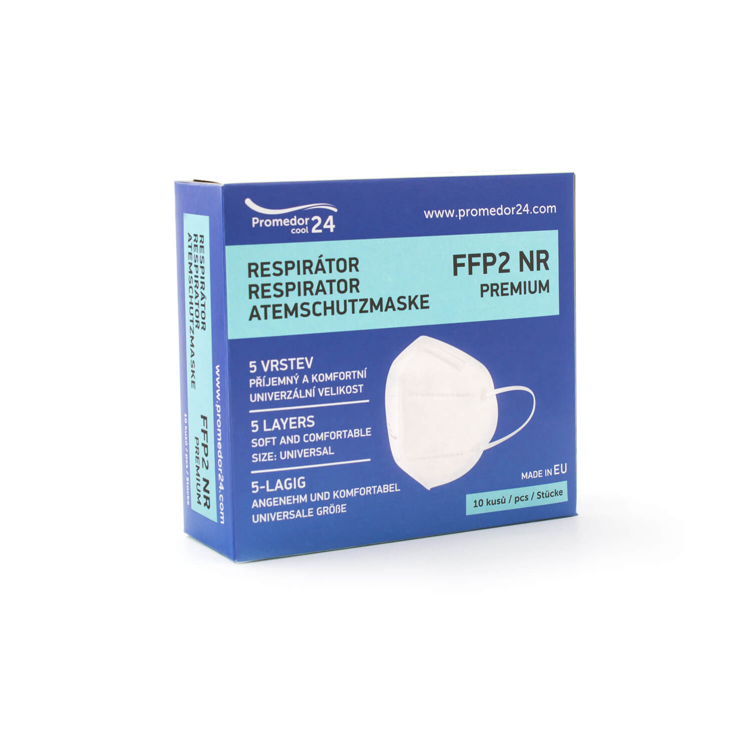 Zobrazit detail výrobku Promedor24 Respirátor FFP2 Premium – 10 ks + 2 měsíce na vrácení zboží
