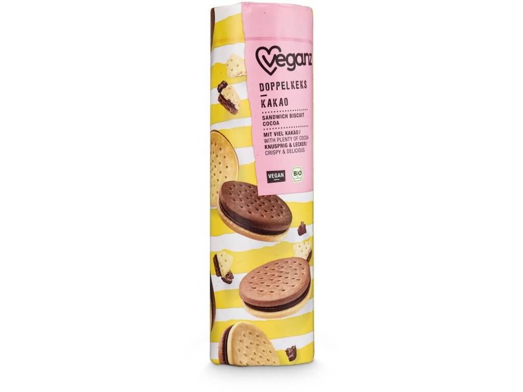 Zobrazit detail výrobku Veganz Dvojité sušenky s kakaovou náplní, Bio 400 g