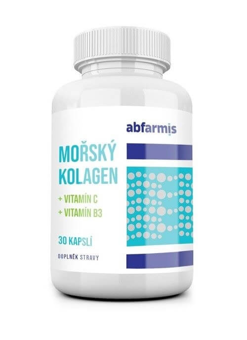 Abfarmis Mořský kolagen + vitamín C + vitamín B3, 30 kapslí