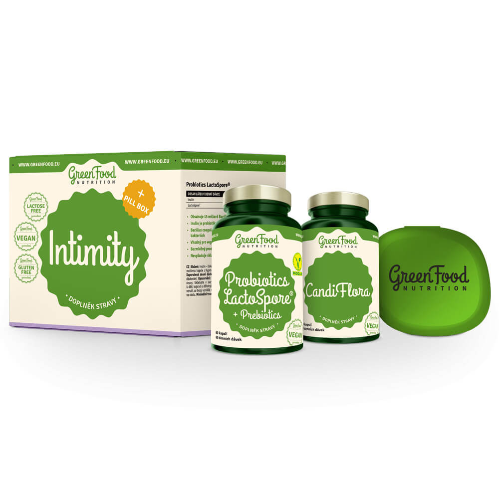 Zobrazit detail výrobku GreenFood Nutrition Intimity + Pillbox 100 g + 2 měsíce na vrácení zboží