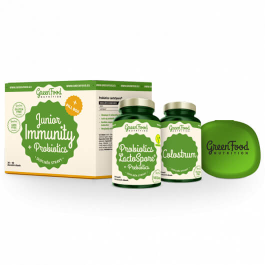 Zobrazit detail výrobku GreenFood Nutrition Junior Immunity & Prebiotics + PillBox 100 g + 2 měsíce na vrácení zboží