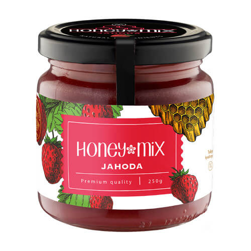 Zobrazit detail výrobku HoneyMix Med s jahodou 250 g + 2 měsíce na vrácení zboží