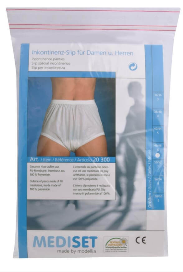 Zobrazit detail výrobku Mediset Inkontinenční pánské kalhotky s širokým měkkým gumovým pasem a absolutně nepropustnou PU - fólií po celé vnější ploše 5 + 2 měsíce na vrácení zboží