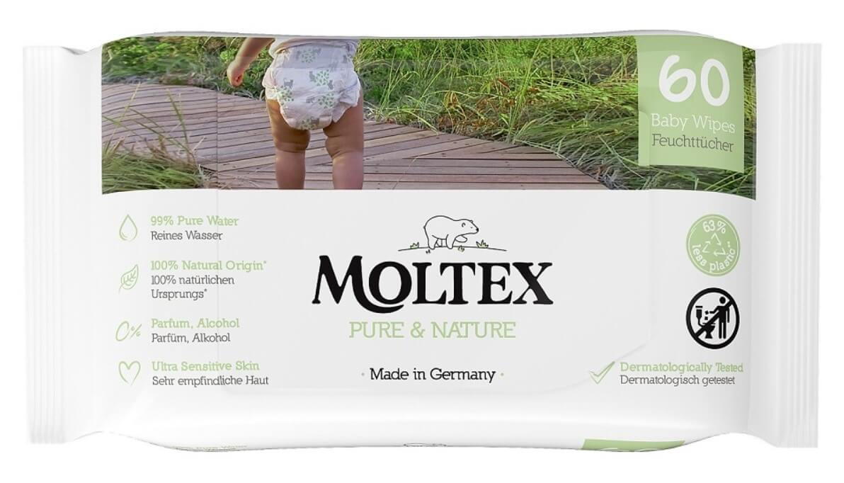 Moltex Pure & Nature EKO vlhčené ubrousky Moltex Pure & Nature na bázi vody 60 ks
