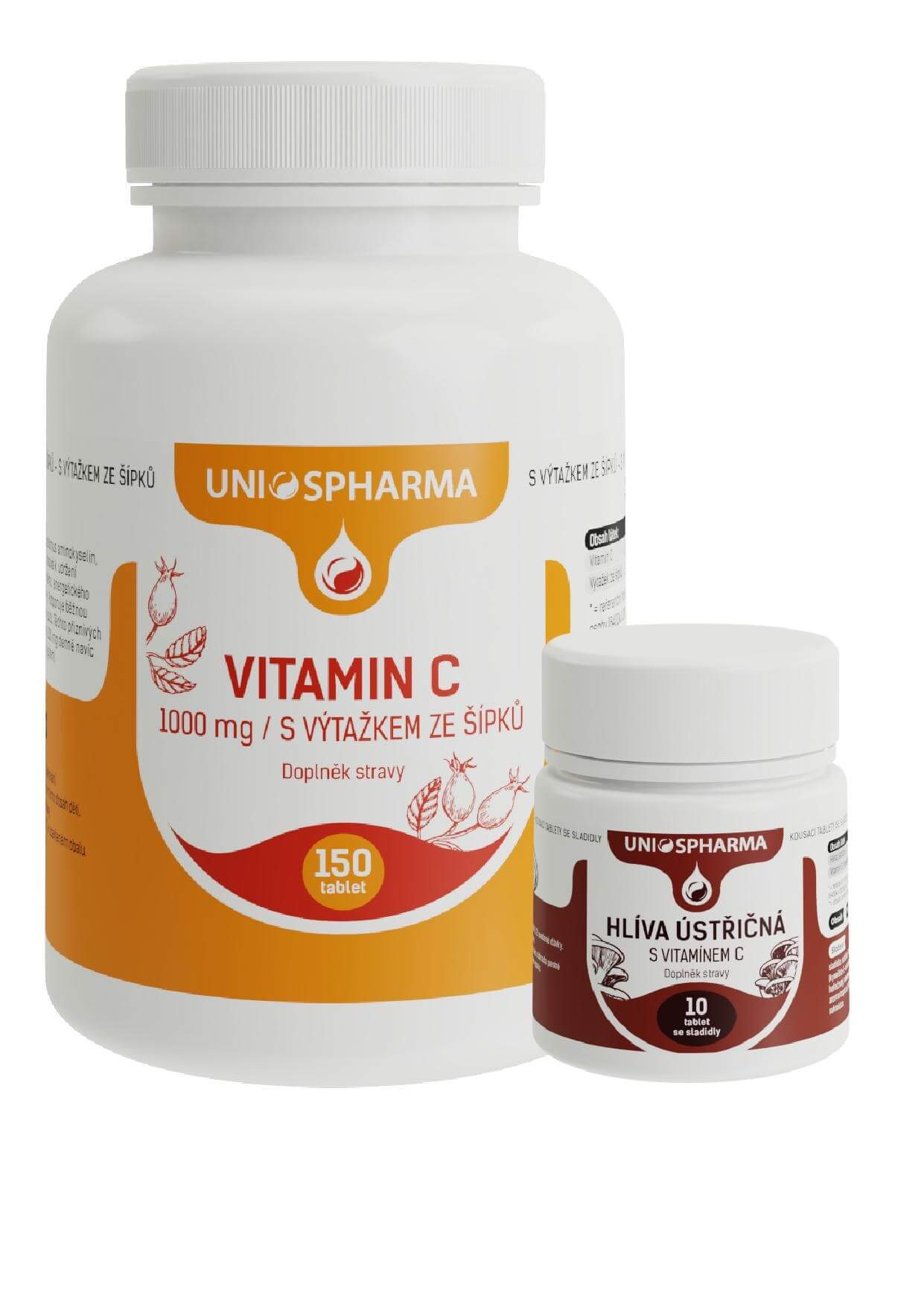 Zobrazit detail výrobku Unios Pharma Vitamín C 1000 mg se šípkem 150 tbl. + Hlíva 10 tbl. ZDARMA + 2 měsíce na vrácení zboží