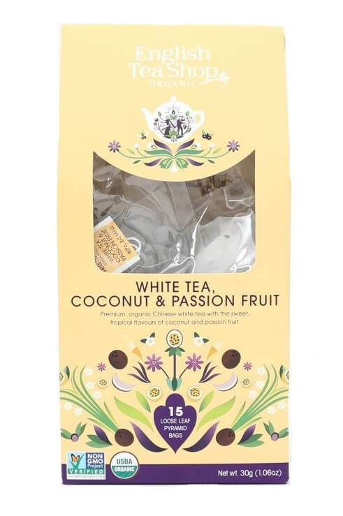 Zobrazit detail výrobku English Tea Shop Bílý čaj s kokosem a passion fruit 15 pyramidek sypaného čaje