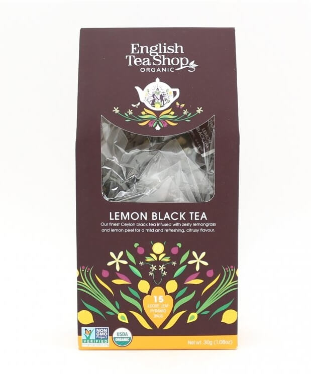 Zobrazit detail výrobku English Tea Shop Černý čaj s citrónem 15 pyramidek sypaného čaje + 2 měsíce na vrácení zboží