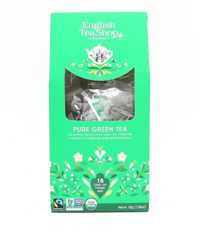 Zobrazit detail výrobku English Tea Shop Čistý zelený čaj 15 pyramidek sypaného čaje + 2 měsíce na vrácení zboží