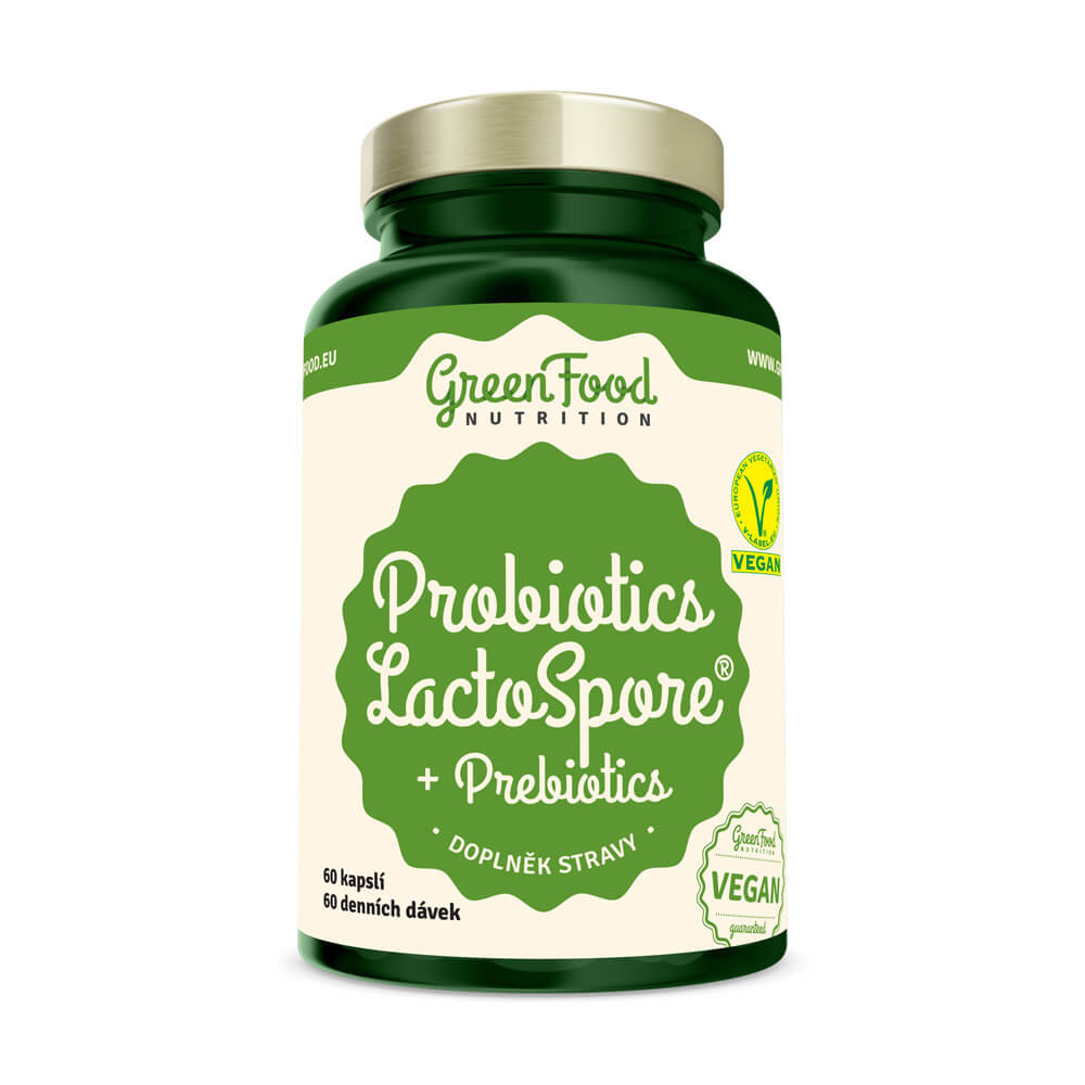Zobrazit detail výrobku GreenFood Nutrition Probiotika LactoSpore® + Prebiotics 60 kapslí + 2 měsíce na vrácení zboží