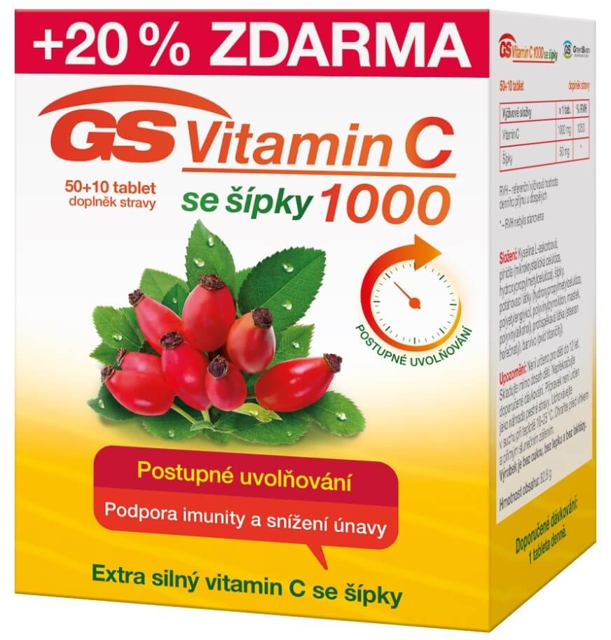 Zobrazit detail výrobku GreenSwan GS Vitamin C1000 + šípky 50+10 tablet