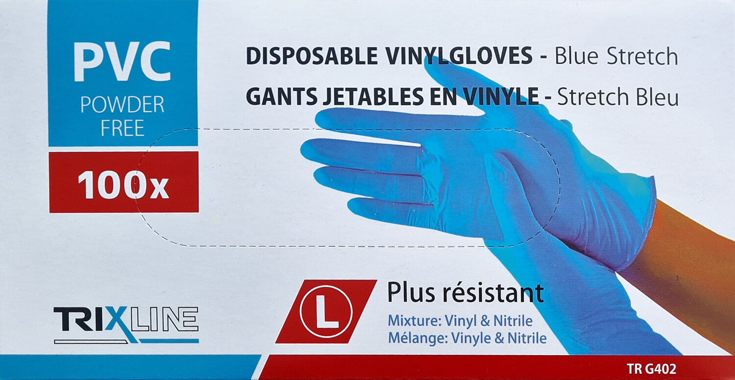 Zobrazit detail výrobku Pharma Activ Rukavice nitril/vinyl modré bez pudru L jedn. 100 ks + 2 měsíce na vrácení zboží