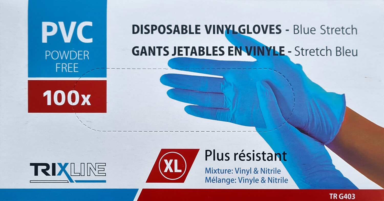 Zobrazit detail výrobku Pharma Activ Rukavice nitril/vinyl modré bez pudru XL jedn. 100 ks + 2 měsíce na vrácení zboží