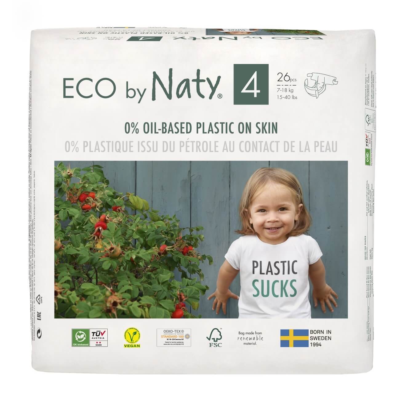 Zobrazit detail výrobku Eco by Naty Plenky Naty Maxi 7 - 18 kg 26 ks + 2 měsíce na vrácení zboží