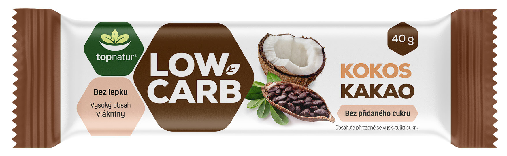 Zobrazit detail výrobku Topnatur LOW CARB tyčinka Kokos & Kakao 40 g + 2 měsíce na vrácení zboží
