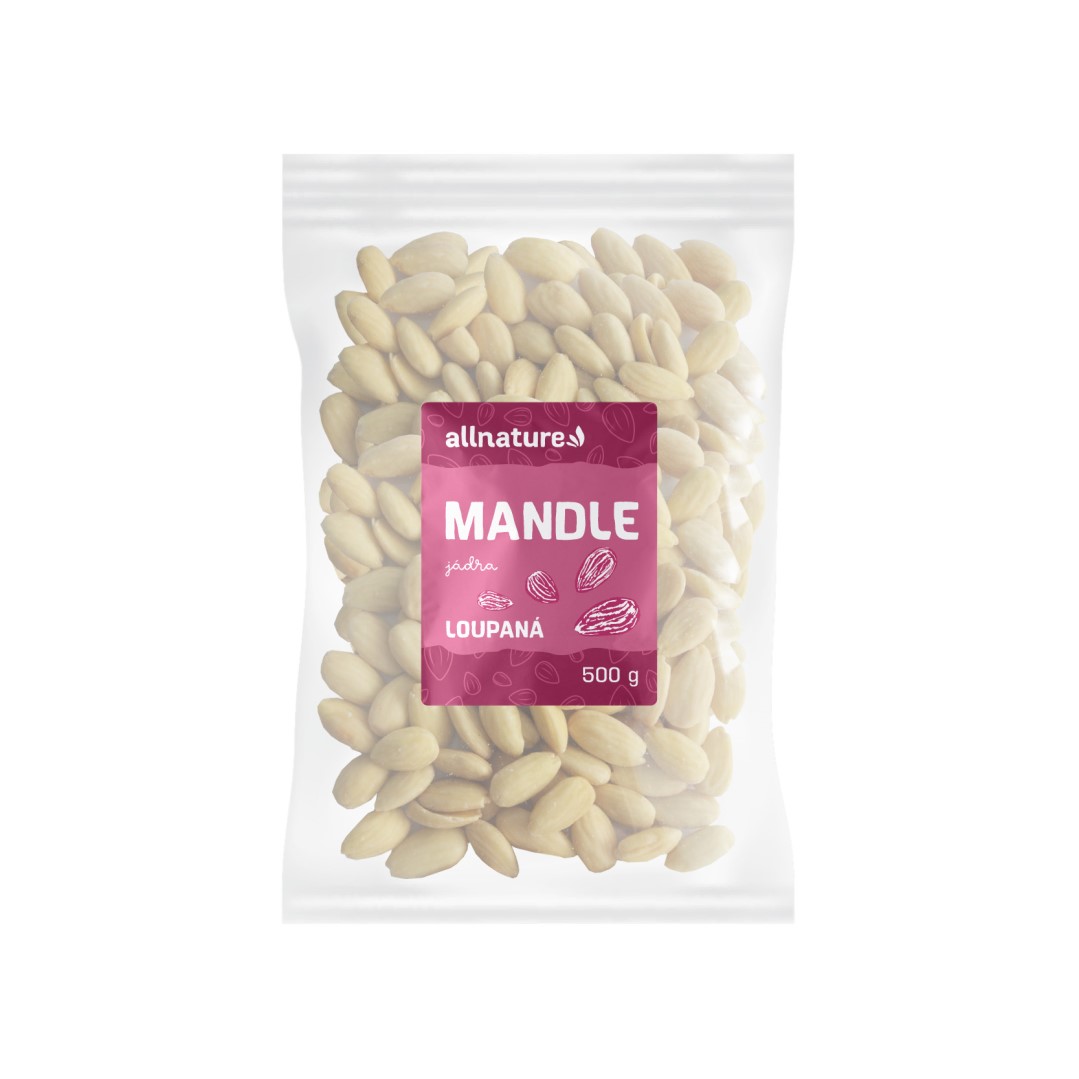 Zobrazit detail výrobku Allnature Mandle jádra natural loupané 500 g + 2 měsíce na vrácení zboží