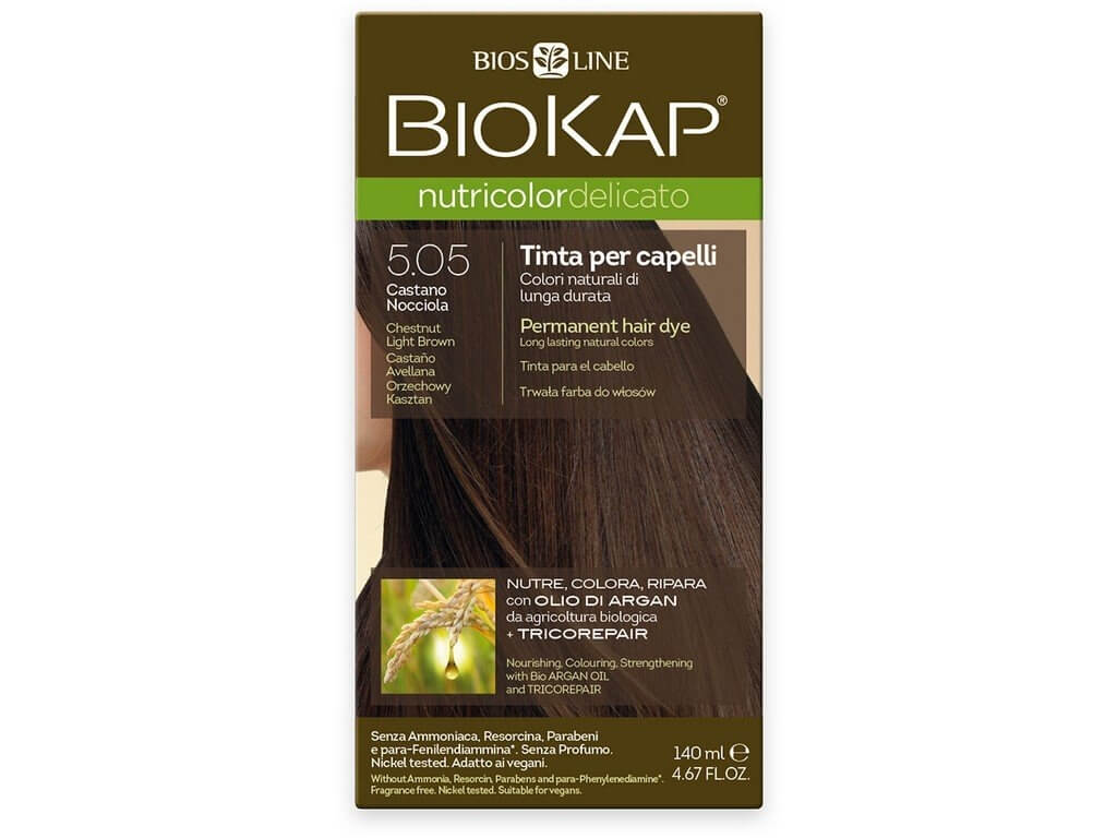 Zobrazit detail výrobku Biokap NUTRICOLOR DELICATO - Barva na vlasy - 5.05 Hnědá - světlý kaštan 140 ml + 2 měsíce na vrácení zboží