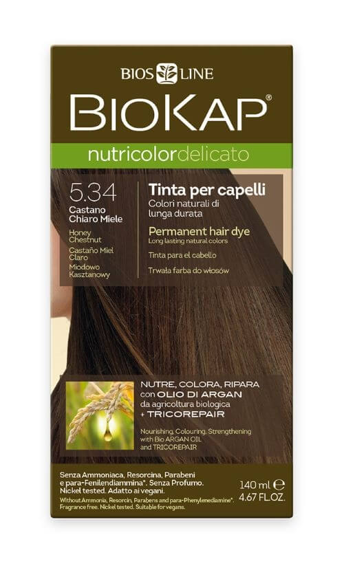 Zobrazit detail výrobku Biokap NUTRICOLOR DELICATO - Barva na vlasy - 5.34 Medová kaštanová 140 ml + 2 měsíce na vrácení zboží