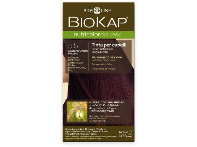 Biokap NUTRICOLOR DELICATO - farba na vlasy - 5.50 Hnedá - svetlý mahagón 140 ml