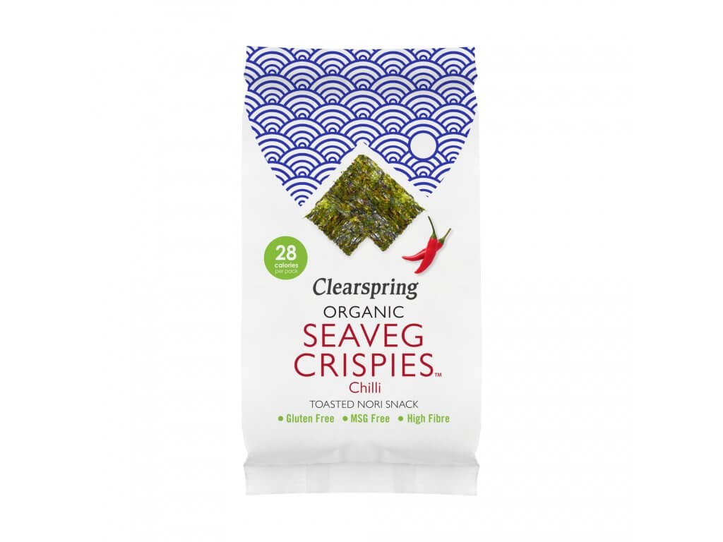 Clearspring Seaveg Crispies – Křupky z mořské řasy Nori s chilli BIO 4 g