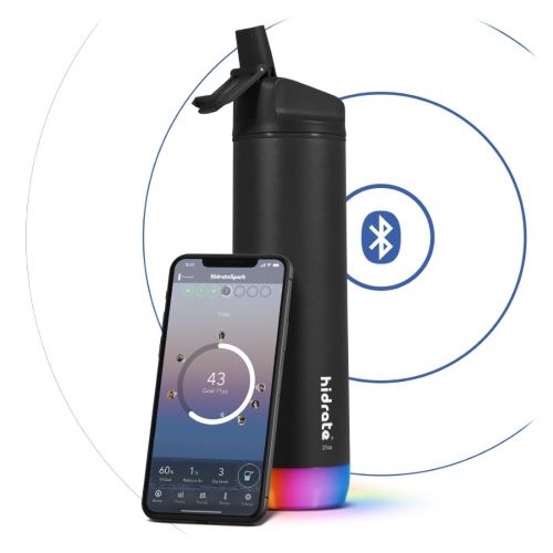 Zobrazit detail výrobku HidrateSpark Nerezová chytrá lahev s brčkem 620 ml, Bluetooth tracker, černá