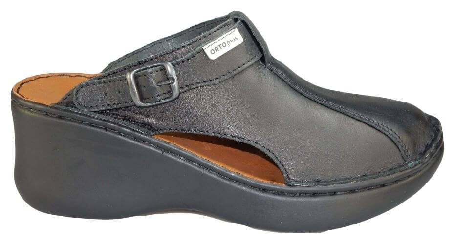 ORTO plus Čierne zdravotné nazúvacie topánky s plnou špičkou a otočným pásikom cez pätu 41 + 2 mesiace na vrátenie tovaru