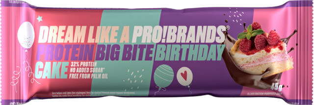 Zobrazit detail výrobku PRO!BRANDS PROTEIN BIG BITE 45 g - birthday cake + 2 měsíce na vrácení zboží