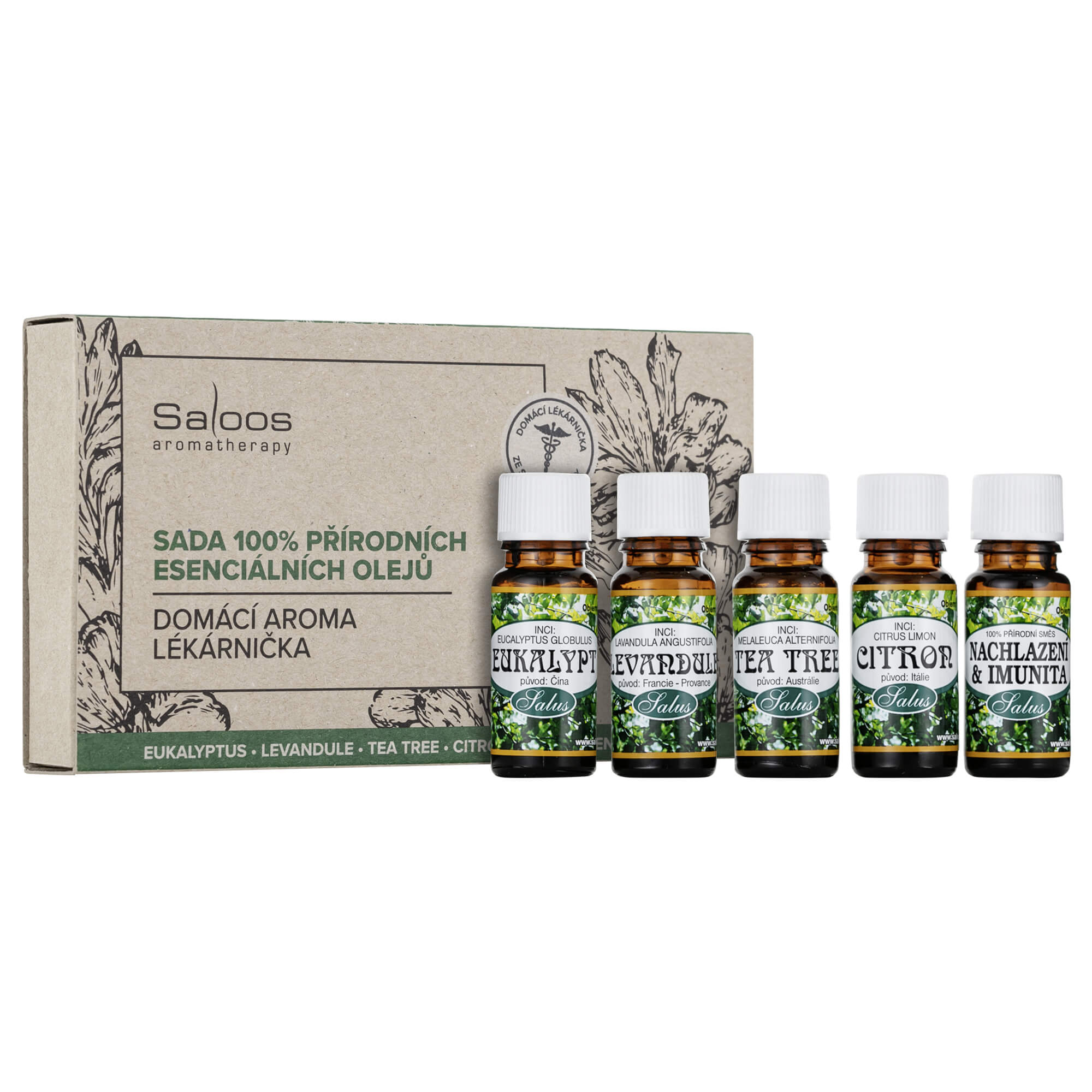 Zobrazit detail výrobku Saloos Domácí aroma lékárnička - Sada 100% přírodních esenciálních olejů + 2 měsíce na vrácení zboží