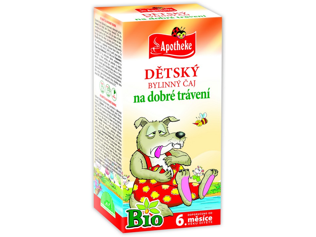 Zobrazit detail výrobku Apotheke Dětský čaj na dobré trávení Vlk BIO 20 sáčků + 2 měsíce na vrácení zboží Zobrazit detail výrobku Apotheke Dětský čaj na dobré trávení Vlk BIO 20 sáčků + 2 měsíce na vrácení zboží