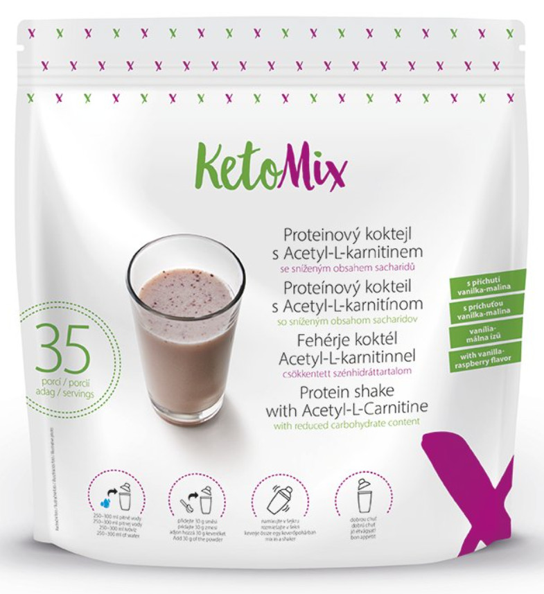 Zobrazit detail výrobku KetoMix Proteinový koktejl s Acetyl-L-karnitinem s příchutí vanilka-malina (35 porcí) + 2 měsíce na vrácení zboží