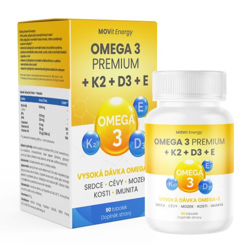 MOVit Energy Omega 3 Premium + K2 + D3 + E, 90 tobolek