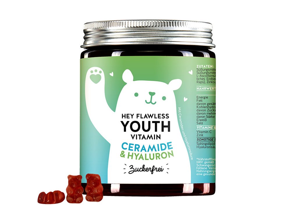 Zobrazit detail výrobku Bears With Benefits Vitamíny pro pleť s ceramidy bez cukru Hey Flawless Youth anti-age 60 ks + 2 měsíce na vrácení zboží