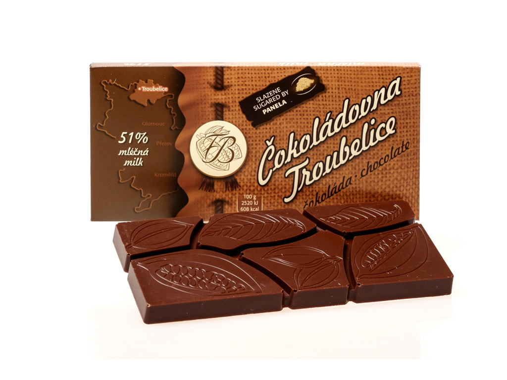 Zobrazit detail výrobku Čokoládovna Troubelice Mléčná čokoláda 51% 45 g + 2 měsíce na vrácení zboží