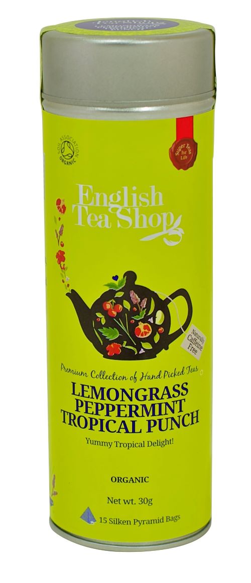 Zobrazit detail výrobku English Tea Shop Citrónová tráva, máta a tropické ovoce BIO 15 pyramidek v plechovce + 2 měsíce na vrácení zboží Zobrazit detail výrobku English Tea Shop Citrónová tráva, máta a tropické ovoce BIO 15 pyramidek v plechovce + 2 měsíce na vrácení zboží