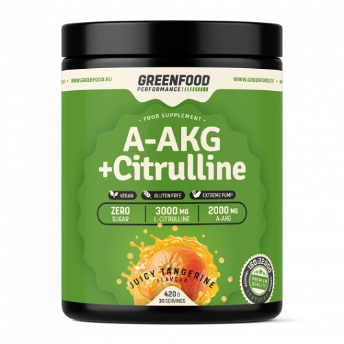 Zobrazit detail výrobku GreenFood Performance nápoj A-AKG + Citrulline Malate 420 g Mango + 2 měsíce na vrácení zboží