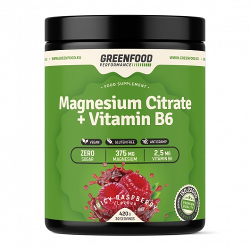 Zobrazit detail výrobku GreenFood Nutrition Performance nápoj Magnesium Citrate + Vitamin B6 420 g Meloun