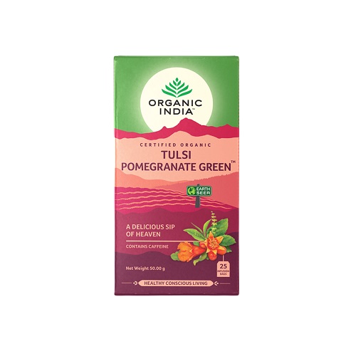 Organic India Tulsi se zeleným čajem a granátovým jablkem 25 sáčků BIO