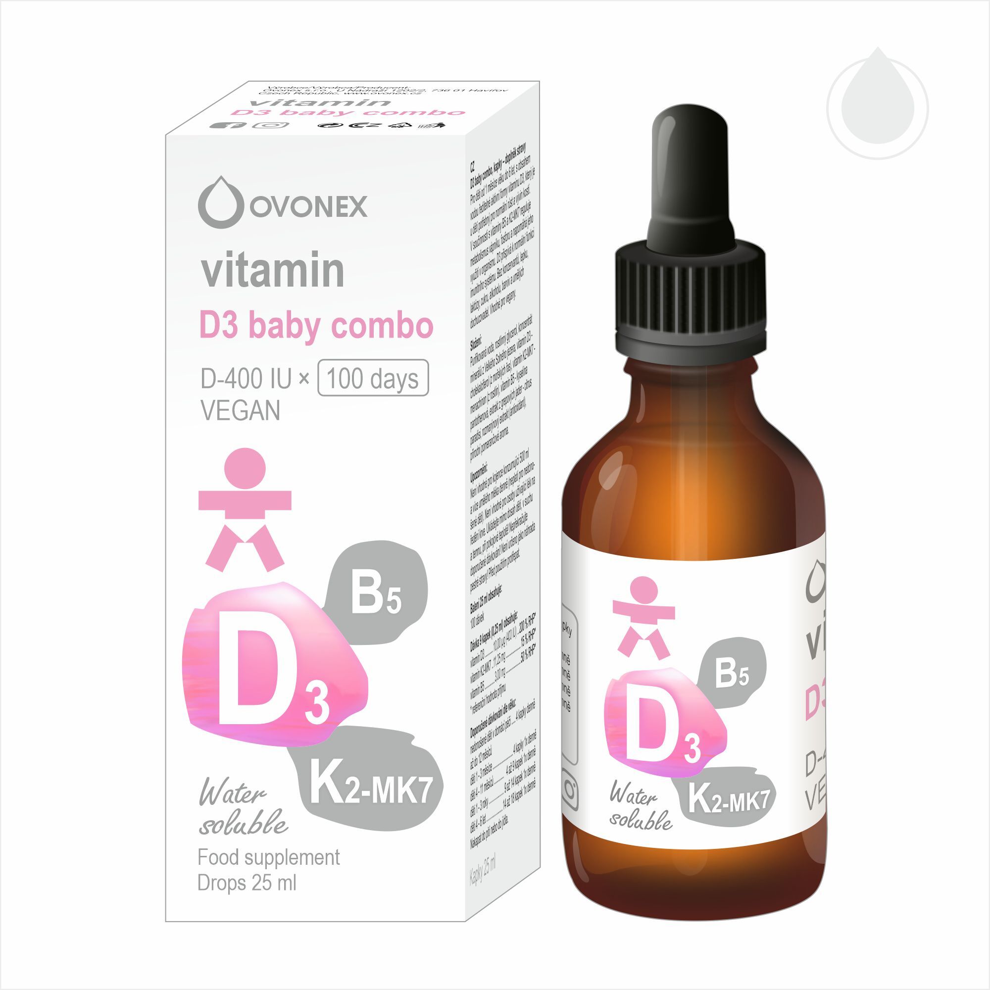 Zobrazit detail výrobku OVONEX Vitamín D3 baby combo 25 ml + 2 měsíce na vrácení zboží
