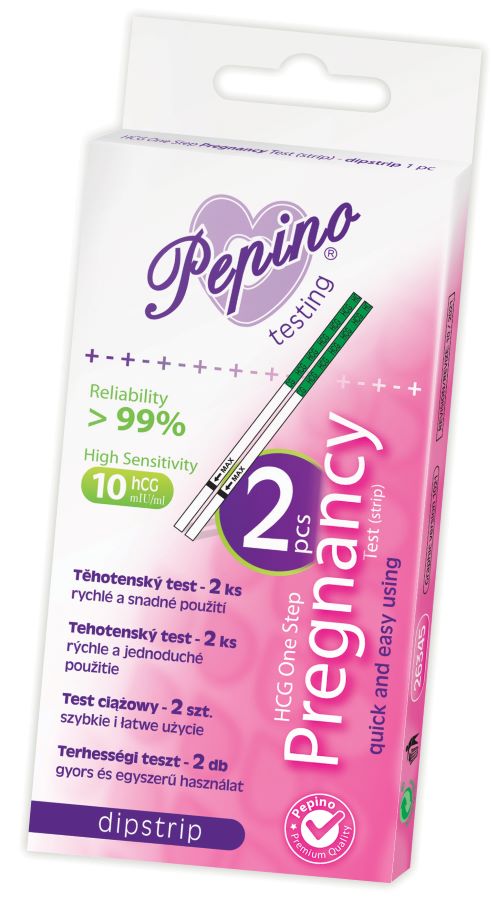 Zobrazit detail výrobku Pepino Těhotenský test dipstrip 2 ks + 2 měsíce na vrácení zboží